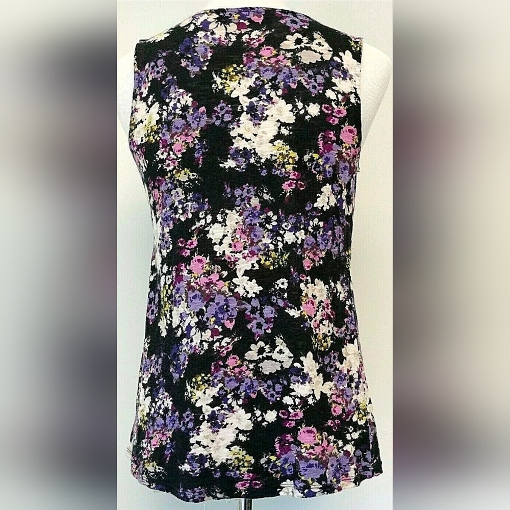 Y2K fairy whimsigoth, Sleeveless Purple Floral, black netting, size S ELLE - Picture 5 of 7